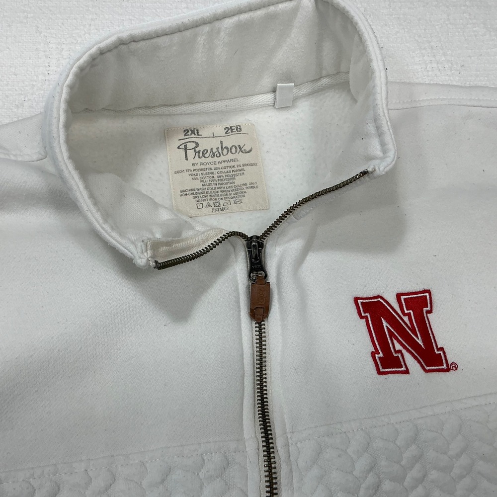 Pressbox Nebraska Cornhuskers White Quilted Quarter Zip Pullover Womens 2XL‎ - Picture 3 of 10